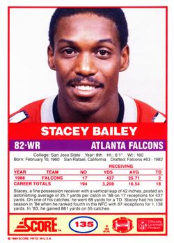 1989 Score #135 Stacey Bailey Back