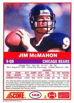 1989 Score #145 Jim McMahon Back