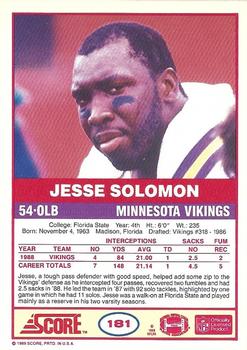 1989 Score #181 Jesse Solomon Back