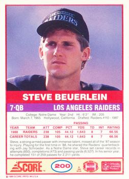 1989 Score #200 Steve Beuerlein Back