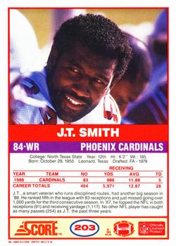 1989 Score #203 J.T. Smith Back