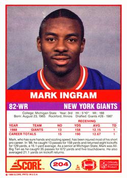 1989 Score #204 Mark Ingram Back