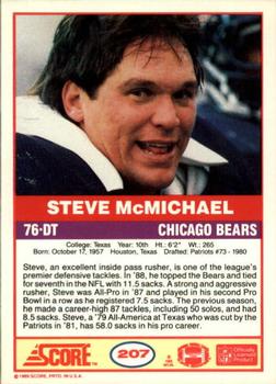 1989 Score #207 Steve McMichael Back
