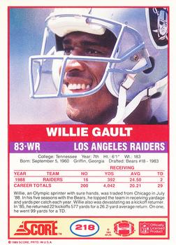 1989 Score #218 Willie Gault Back