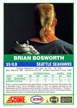 1989 Score #239 Brian Bosworth Back