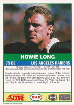 1989 Score #242 Howie Long Back