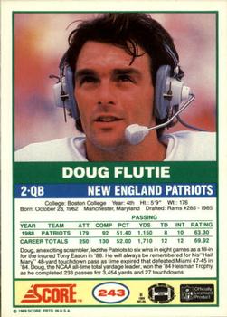 1989 Score #243 Doug Flutie Back