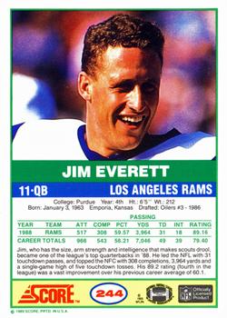 1989 Score #244 Jim Everett Back