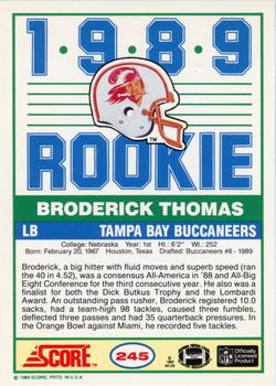 1989 Score #245 Broderick Thomas Back