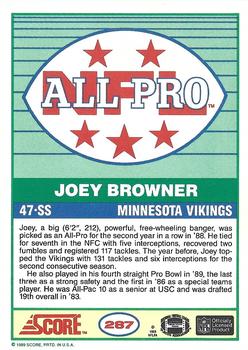 1989 Score #287 Joey Browner Back
