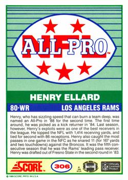 1989 Score #306 Henry Ellard Back