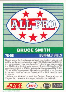 1989 Score #307 Bruce Smith Back