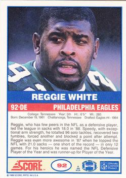 1989 Score #92 Reggie White Back