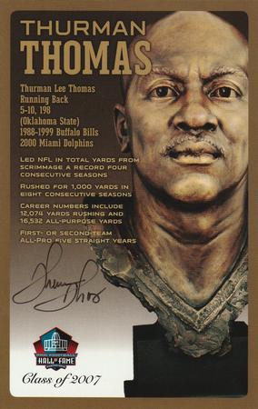 2015-23 Pro Football Hall of Fame Bronze Bust Postcards #NNO Thurman Thomas Front