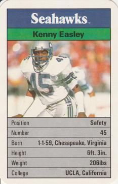 1987 Ace Fact Pack Seattle Seahawks #6 Kenny Easley Front