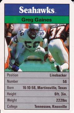 1987 Ace Fact Pack Seattle Seahawks #7 Greg Gaines Front