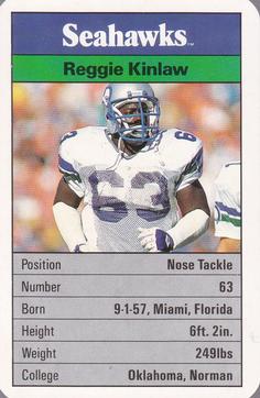 1987 Ace Fact Pack Seattle Seahawks #12 Reggie Kinlaw Front