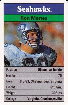 1987 Ace Fact Pack Seattle Seahawks #13 Ron Mattes Front