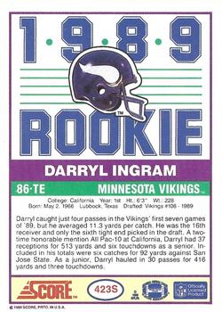 1989 Score Supplemental #423S Darryl Ingram  Back