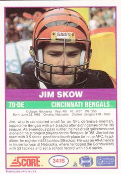1989 Score Supplemental #341S Jim Skow  Back