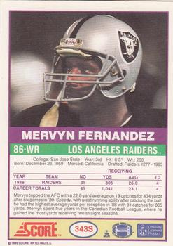 1989 Score Supplemental #343S Mervyn Fernandez  Back