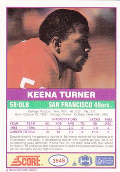 1989 Score Supplemental #354S Keena Turner  Back