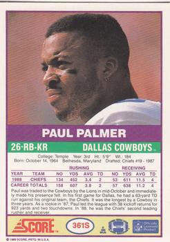 1989 Score Supplemental #361S Paul Palmer  Back