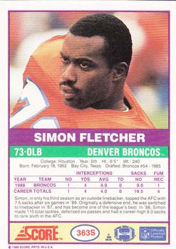 1989 Score Supplemental #363S Simon Fletcher  Back
