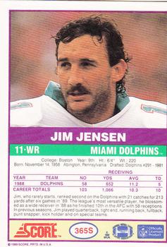 1989 Score Supplemental #365S Jim Jensen Back