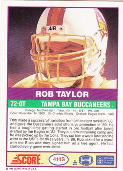 1989 Score Supplemental #414S Rob Taylor  Back
