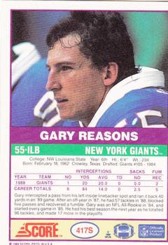 1989 Score Supplemental #417S Gary Reasons  Back