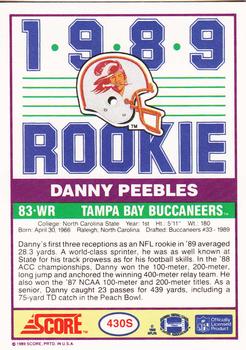 1989 Score Supplemental #430S Danny Peebles  Back