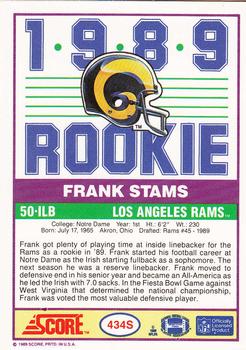 1989 Score Supplemental #434S Frank Stams  Back