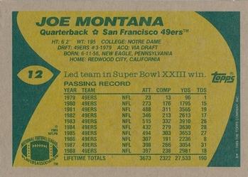1989 Topps #12 Joe Montana Back