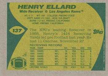1989 Topps #137 Henry Ellard Back