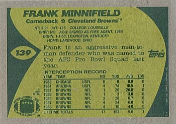 1989 Topps #139 Frank Minnifield Back