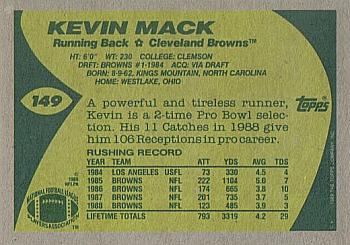 1989 Topps #149 Kevin Mack Back