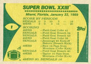 1989 Topps #1 Super Bowl XXIII Back