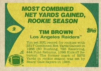 1989 Topps #2 Tim Brown Back