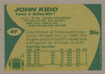 1989 Topps #47 John Kidd Back
