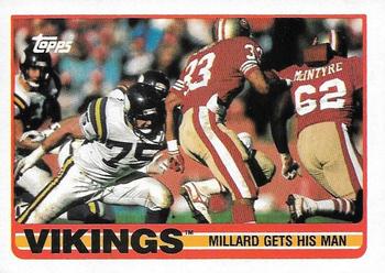 1989 Topps #74 Vikings Team Leaders (Millard Gets His Man) Front