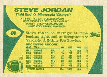1989 Topps #81 Steve Jordan Back