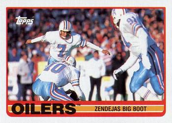 1989 Topps #90 Oilers Team Leaders (Zendejas Big Boot) Front