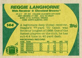 1989 Topps #144 Reggie Langhorne Back