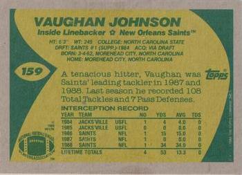 1989 Topps #159 Vaughan Johnson Back