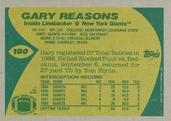 1989 Topps #180 Gary Reasons Back