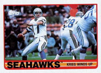 1989 Topps #181 Seahawks Team Leaders (Krieg Winds Up) Front