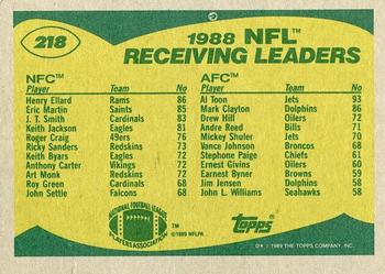 1989 Topps #218 1988 NFL Receiving Leaders (Henry Ellard / Al Toon) Back