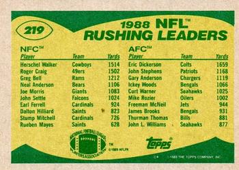 1989 Topps #219 1988 NFL Rushing Leaders (Herschel Walker / Eric Dickerson) Back