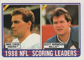 1989 Topps #220 1988 NFL Scoring Leaders (Mike Cofer / Scott Norwood) Front